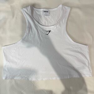 Gymshark White Cropped Tank Top – Logo Front
